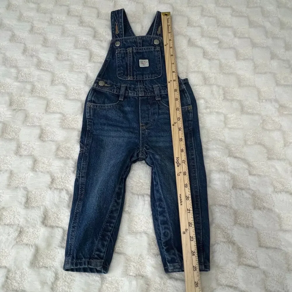 Old Navy Workwear Baby Denim Overalls 18-24 Months Snap Leg Toddler